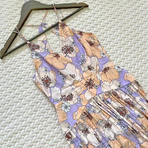 $400 NWOT Reiss Corinne Pleated Floral Midi Dress Size
